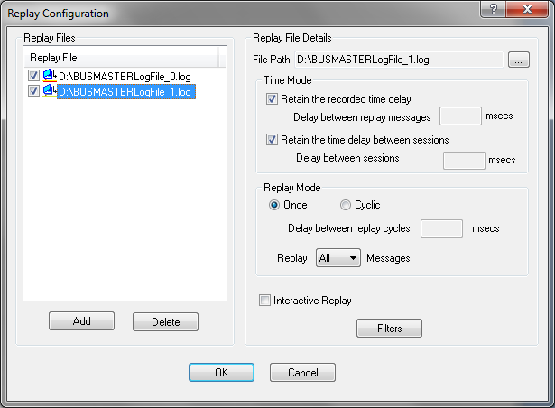Replay File Configuration Dialog