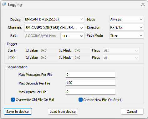 Logging, import, and replay screens 4