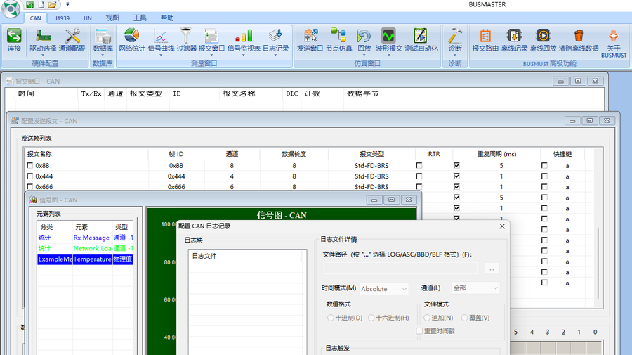BUSMASTER 中文版 3.2.2.43 完整中文主界面